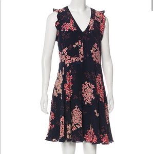 Rebecca Taylor Phlox Floral Silk Sundress in Navy